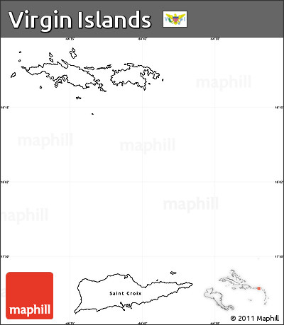 Blank Simple Map of Virgin Islands, cropped outside