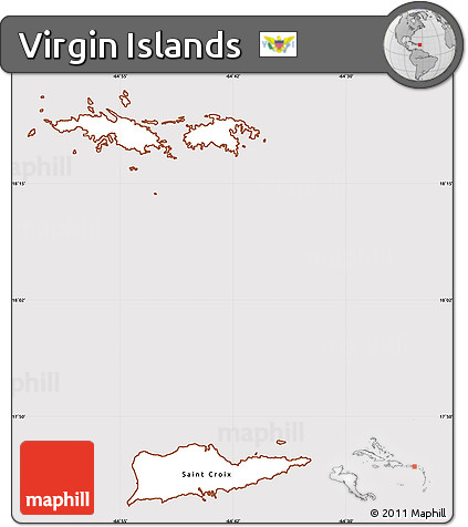 Flag Simple Map of Virgin Islands, flag centered