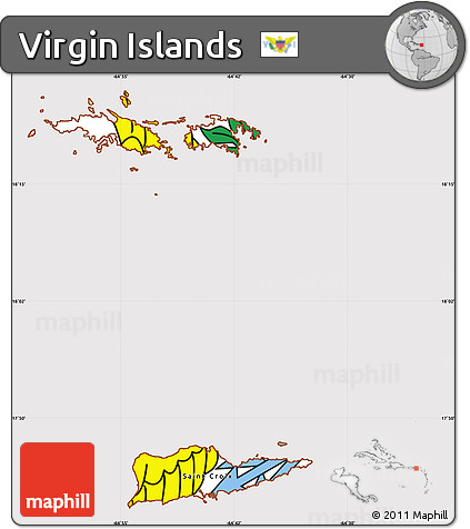 Flag Simple Map of Virgin Islands, flag aligned to the middle