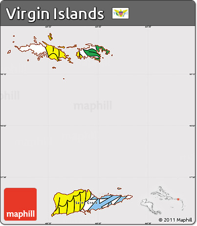 Flag Simple Map of Virgin Islands, flag aligned to the middle