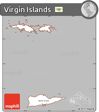Gray Simple Map of Virgin Islands, cropped outside