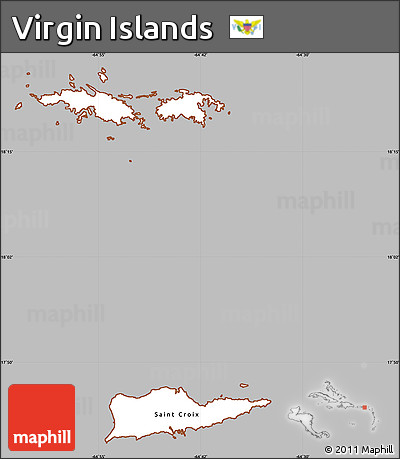Gray Simple Map of Virgin Islands, cropped outside