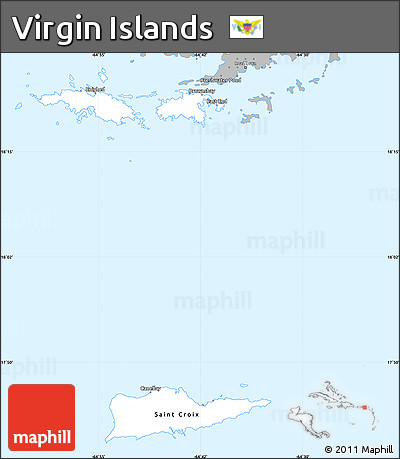 Gray Simple Map of Virgin Islands