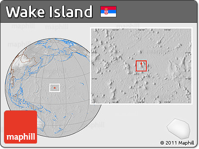 Satellite Location Map of Wake Island, lighten, desaturated