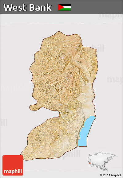 Satellite 3D Map of West Bank, cropped outside