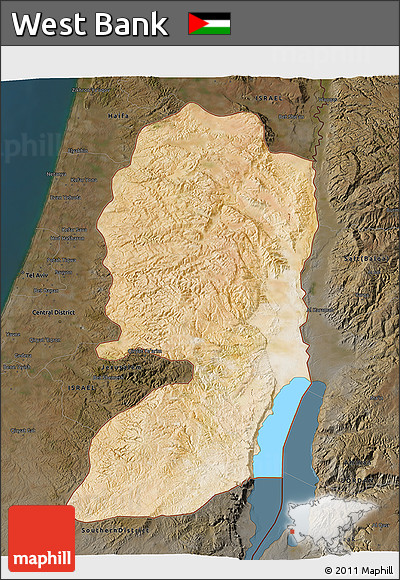 Satellite 3D Map of West Bank, darken