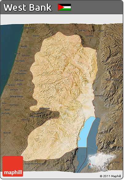 Satellite 3D Map of West Bank, darken