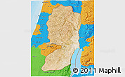 Satellite 3D Map of West Bank, political outside