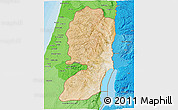 Satellite 3D Map of West Bank, political shades outside