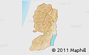 Satellite 3D Map of West Bank, single color outside, bathymetry sea, shaded relief sea