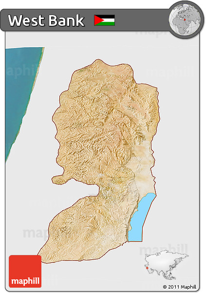 Satellite 3D Map of West Bank, single color outside
