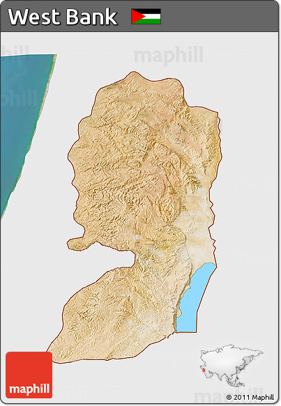 Satellite 3D Map of West Bank, single color outside