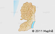 Satellite 3D Map of West Bank, single color outside, shaded relief sea