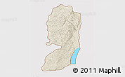 Shaded Relief 3D Map of West Bank, cropped outside