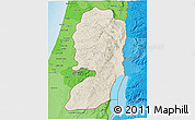 Shaded Relief 3D Map of West Bank, political shades outside, shaded relief sea