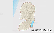 Shaded Relief 3D Map of West Bank, single color outside, bathymetry sea, shaded relief sea