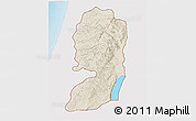 Shaded Relief 3D Map of West Bank, single color outside