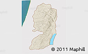 Shaded Relief 3D Map of West Bank, single color outside, satellite sea