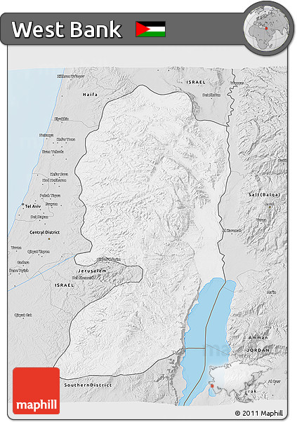 Silver Style 3D Map of West Bank