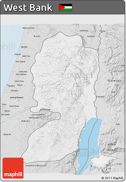 Silver Style 3D Map of West Bank