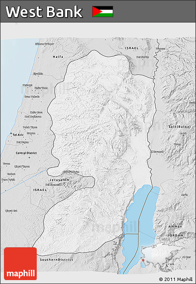 Silver Style 3D Map of West Bank