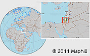 Physical Location Map of West Bank, gray outside