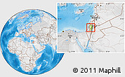 Physical Location Map of West Bank, lighten, desaturated, land only