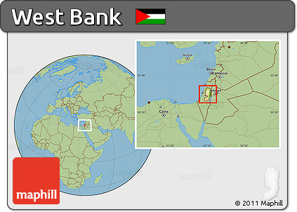 Physical Location Map of West Bank, savanna style outside