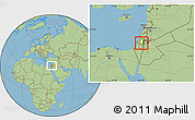 Physical Location Map of West Bank, savanna style outside