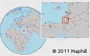Shaded Relief Location Map of West Bank, gray outside