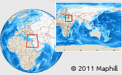Shaded Relief Location Map of West Bank, highlighted continent, within the entire continent