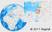 Shaded Relief Location Map of West Bank, lighten, desaturated, land only