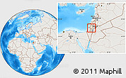 Shaded Relief Location Map of West Bank, lighten, land only