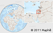 Shaded Relief Location Map of West Bank, lighten