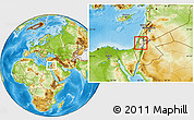 Shaded Relief Location Map of West Bank, physical outside