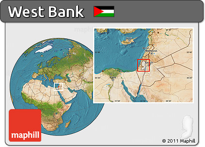 Shaded Relief Location Map of West Bank, satellite outside