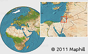 Shaded Relief Location Map of West Bank, satellite outside