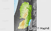 Physical Map of West Bank, darken, desaturated, land only