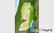 Physical Map of West Bank, darken, land only