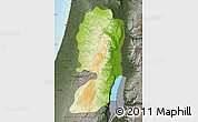 Physical Map of West Bank, darken, semi-desaturated, land only