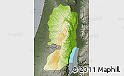 Physical Map of West Bank, darken, semi-desaturated