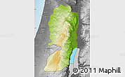 Physical Map of West Bank, desaturated, land only