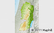 Physical Map of West Bank, lighten, semi-desaturated, land only
