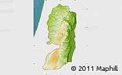 Physical Map of West Bank, single color outside, satellite sea