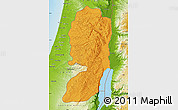 Political Map of West Bank, physical outside