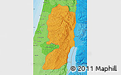 Political Map of West Bank, political shades outside