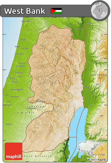 Satellite Map of West Bank, physical outside