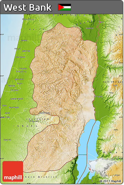 Satellite Map of West Bank, physical outside