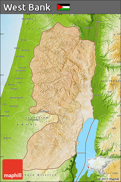 Satellite Map of West Bank, physical outside