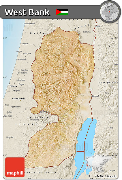 Satellite Map of West Bank, shaded relief outside